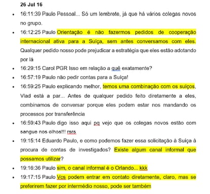 Trecho de mensagem selecionada pelo perito do ex-presidente Lula e enviada em relatório ao STF.