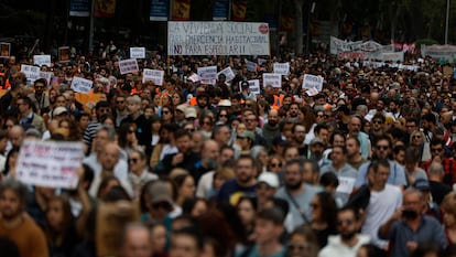 Manifestación por las calles de Madrid, el pasado mes de octubre, en favor del derecho a la vivienda.