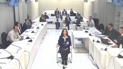 Natal el Asad, hija de Rifaat el Asad, en el banquillo de la Audiencia Nacional, este lunes.