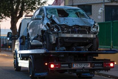Estado en el que quedó el coche de Micael da Silva, tras ser interceptado en Seseña (Toledo).