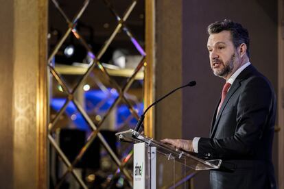 El secretario general de Iosco, Rodrigo Buenaventura, interviene durante una conferencia anual de mercados financieros españoles organizada por AFME, en 2023.